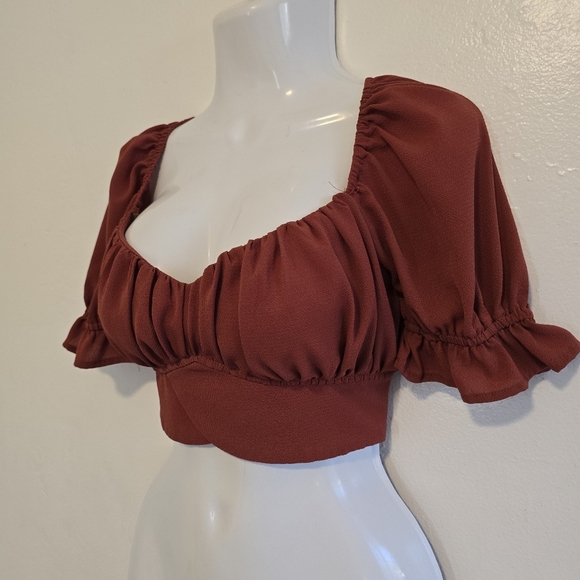 Better Be - Burgundy Crop Top Back Ties - Picture 5 of 12